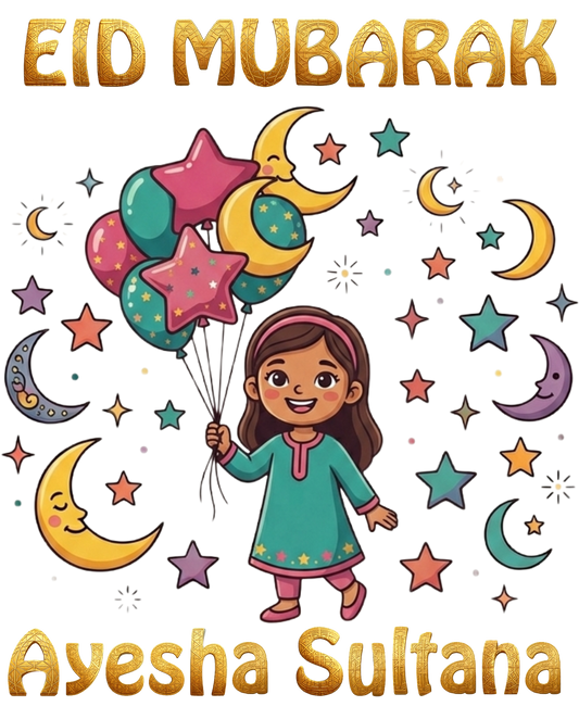 Premium Personalized Eid T-Shirt for Kids β Custom Name Printing - SP 013