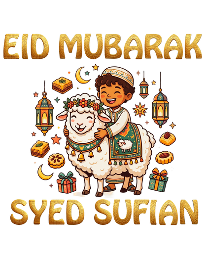 Premium Personalized Eid T-Shirt for Kids – Custom Name Printing - SP 012