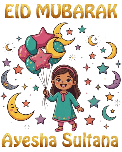 Premium Personalized Eid T-Shirt for Kids – Custom Name Printing - SP 013
