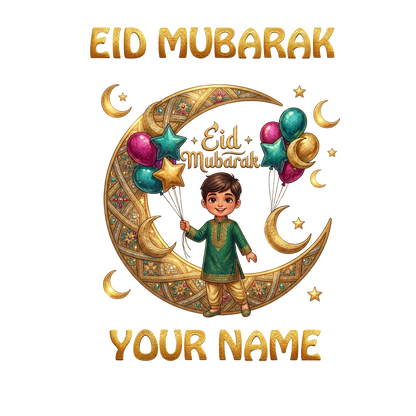 Premium Personalized Eid T-Shirt for Kids – Custom Name Printing - SP 009