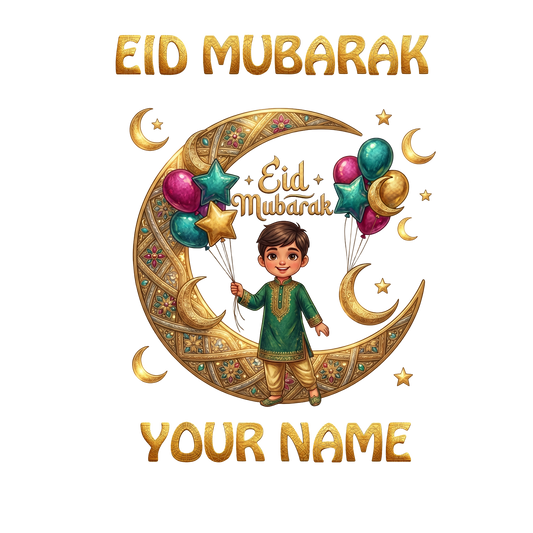 Premium Personalized Eid T-Shirt for Kids – Custom Name Printing - SP 009