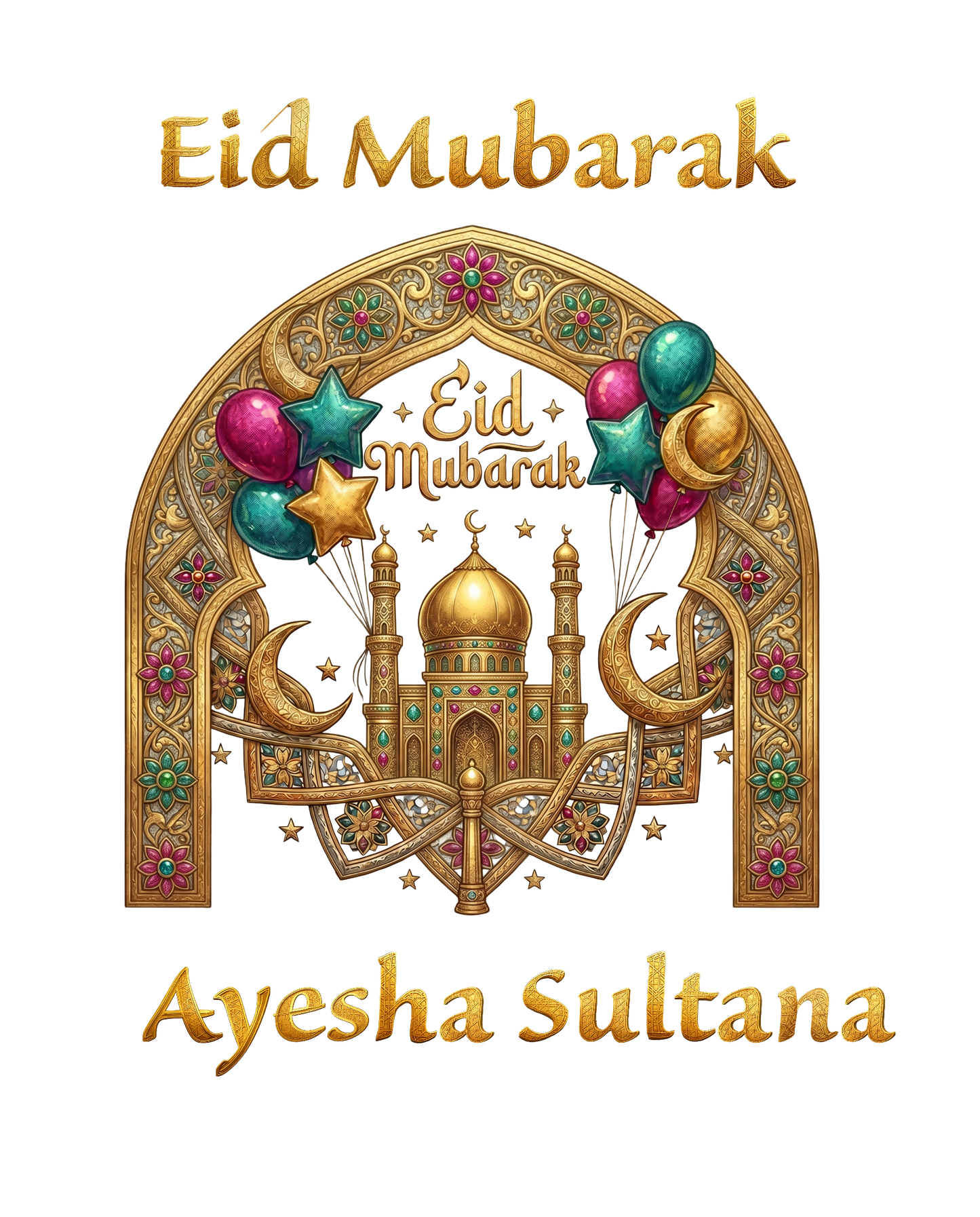 Premium Personalized Eid T-Shirt for Kids – Custom Name Printing - SP 010
