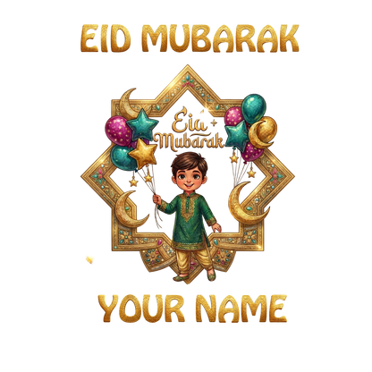 Premium Personalized Eid T-Shirt for Kids – Custom Name Printing - SP 012