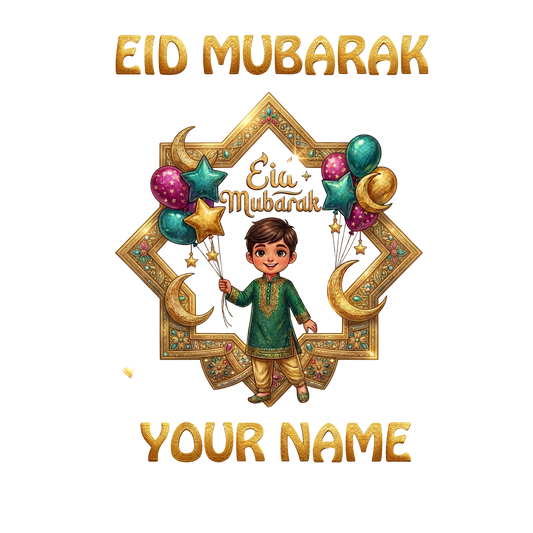 Premium Personalized Eid T-Shirt for Kids – Custom Name Printing - SP 012